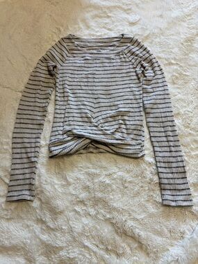 Abercrombie Kids Girls Striped Ribbed Long Sleeve Twist-Front Top Size 11/12